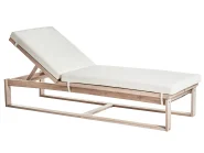 Sonnenliege mit Kissen AZZANELLO mit Relaxfunktion Akazienholz Cremeweiß_956848