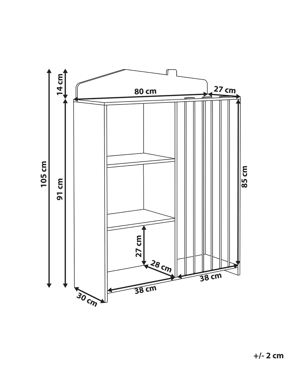 3 Tier Shelving Unit LACKEY 105 cm Light Brown_1088098