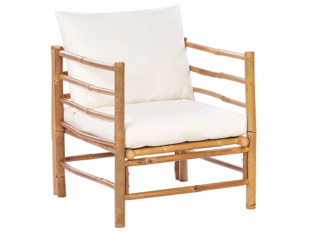 Lounge Set mit Tisch 4-Sitzer CERRETO Bambus Cremeweiß_909520