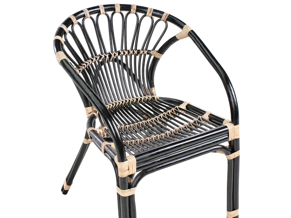 Bistro Set inkl. Kissen PECORINI Rattan Schwarz_964887