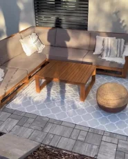 Garden Corner Sofa with Table 4 Seater TIMOR Modular Certified Acacia Wood Dark Brown Left Hand_994836
