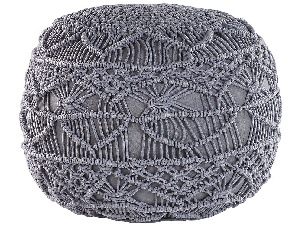 Pouffe Macramé KAYSERI Cotton Grey