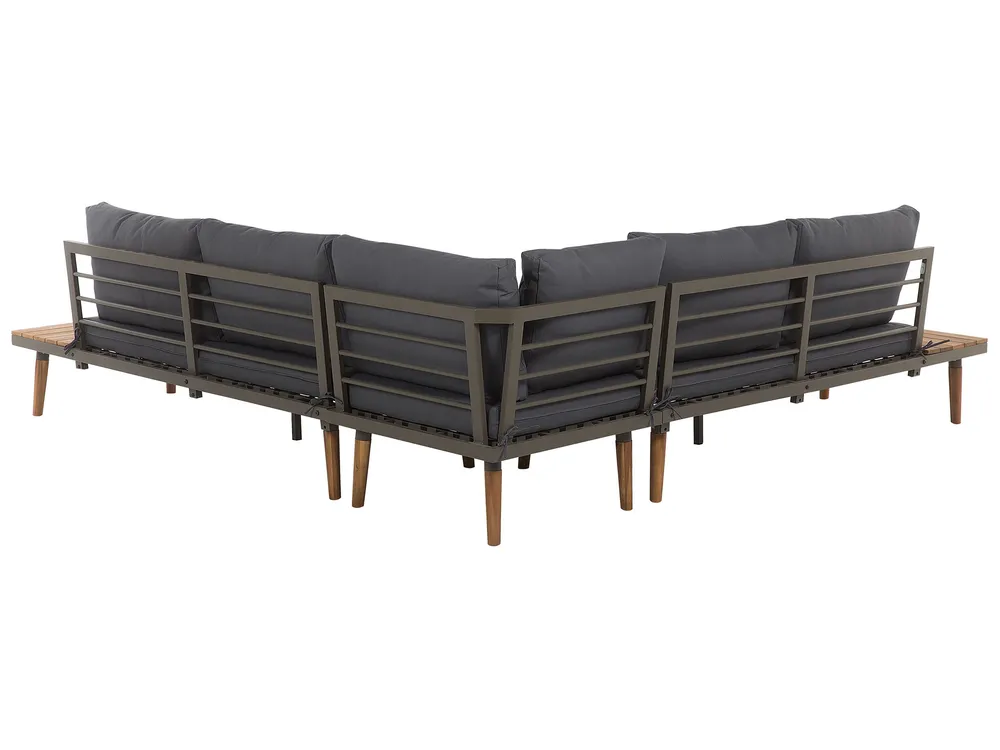Garten Ecksofa mit Tisch 5-Sitzer CORATO Akazienholz Grau_718994