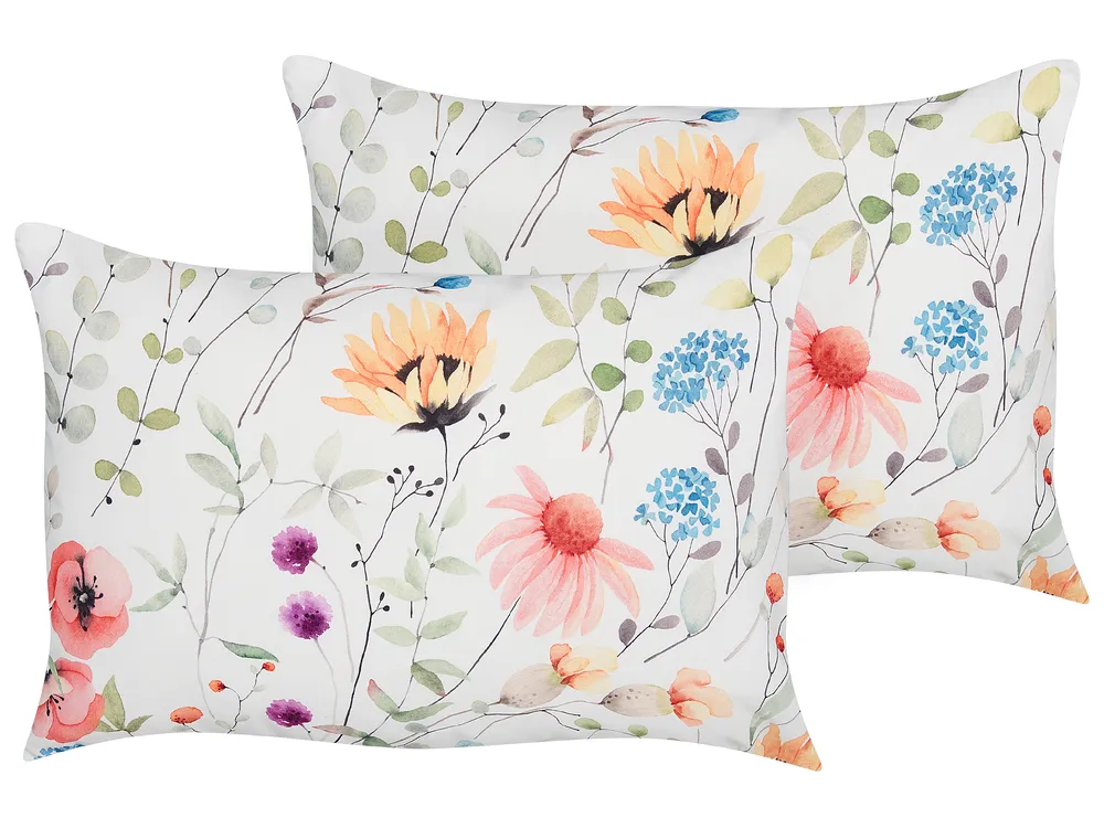 Gartenkissen 2er Set MONESI Blumenmuster 40 x 60 cm Bunt