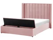 Bett mit Stauraumbank NOYERS Samtstoff Rosa 140 x 200 cm_834489