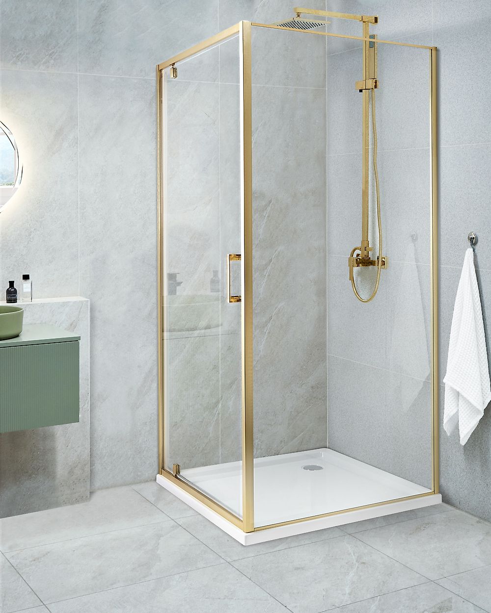 Cabine de douche DARLI 90 x 90 x 185 cm Doré