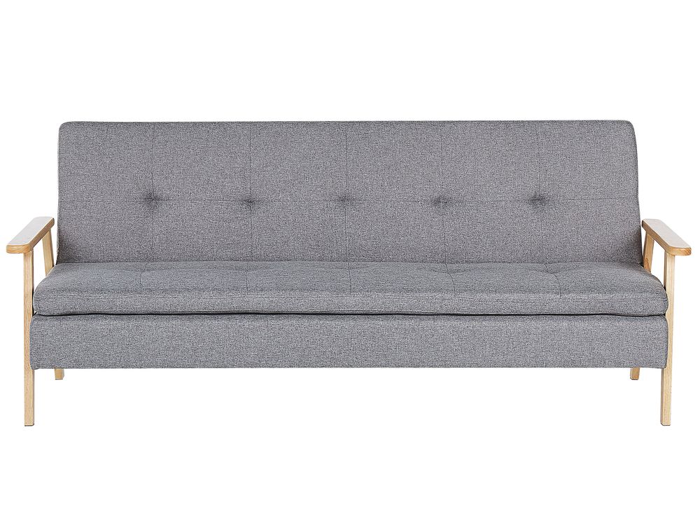 Sofa Bed 3 Seater TJORN Fabric Light Grey