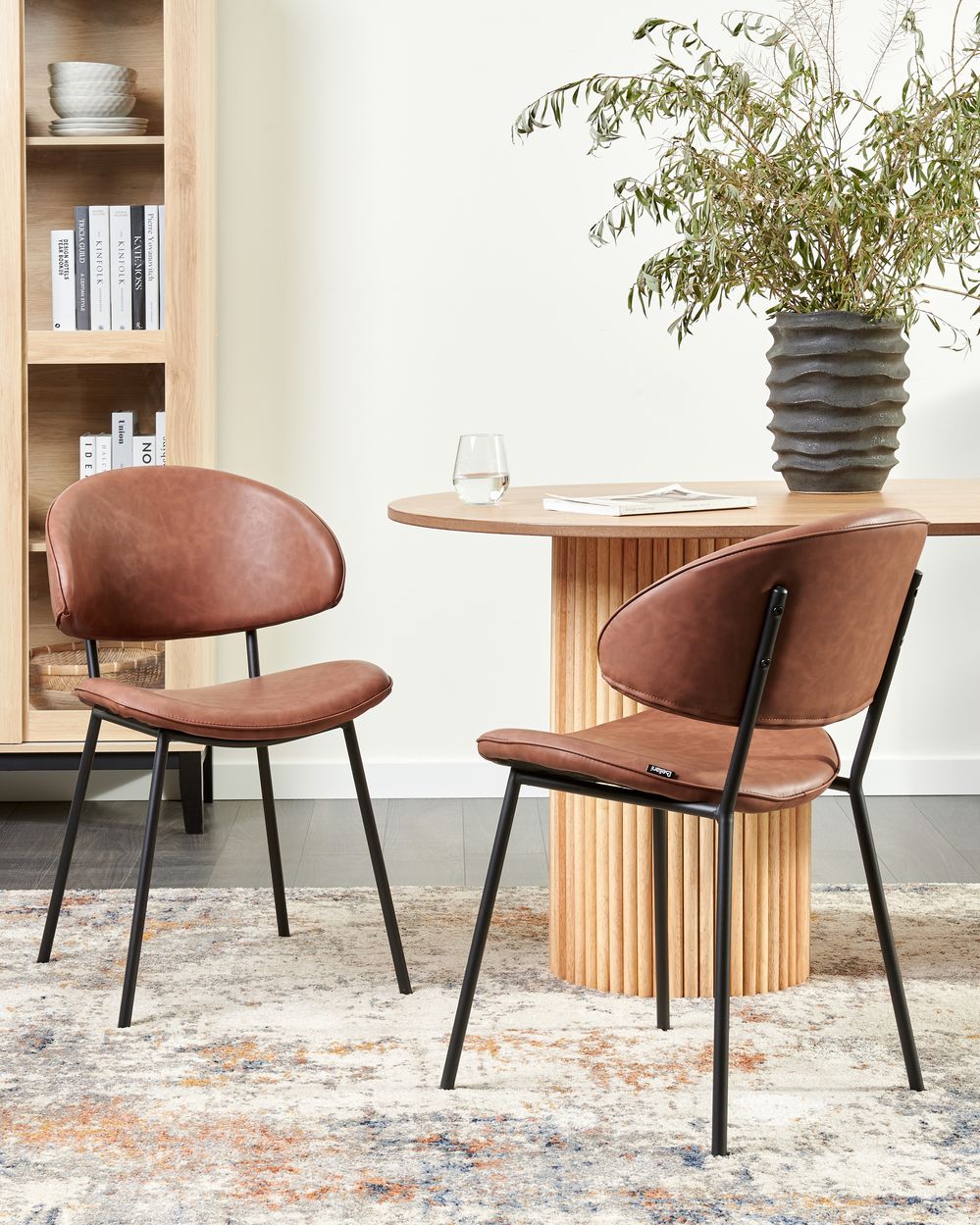 Set van 2 eetkamerstoelen KIANA Kunstleer Bruin