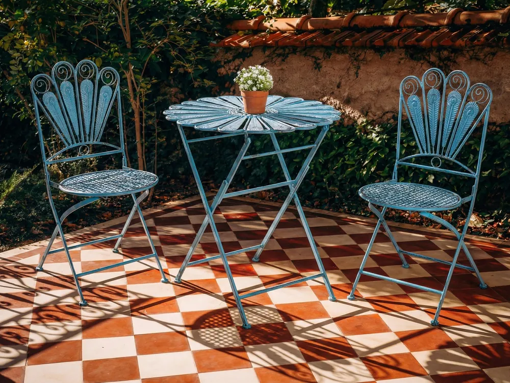 Bistro Set klappbar PAVIA Metall Blau_1046298