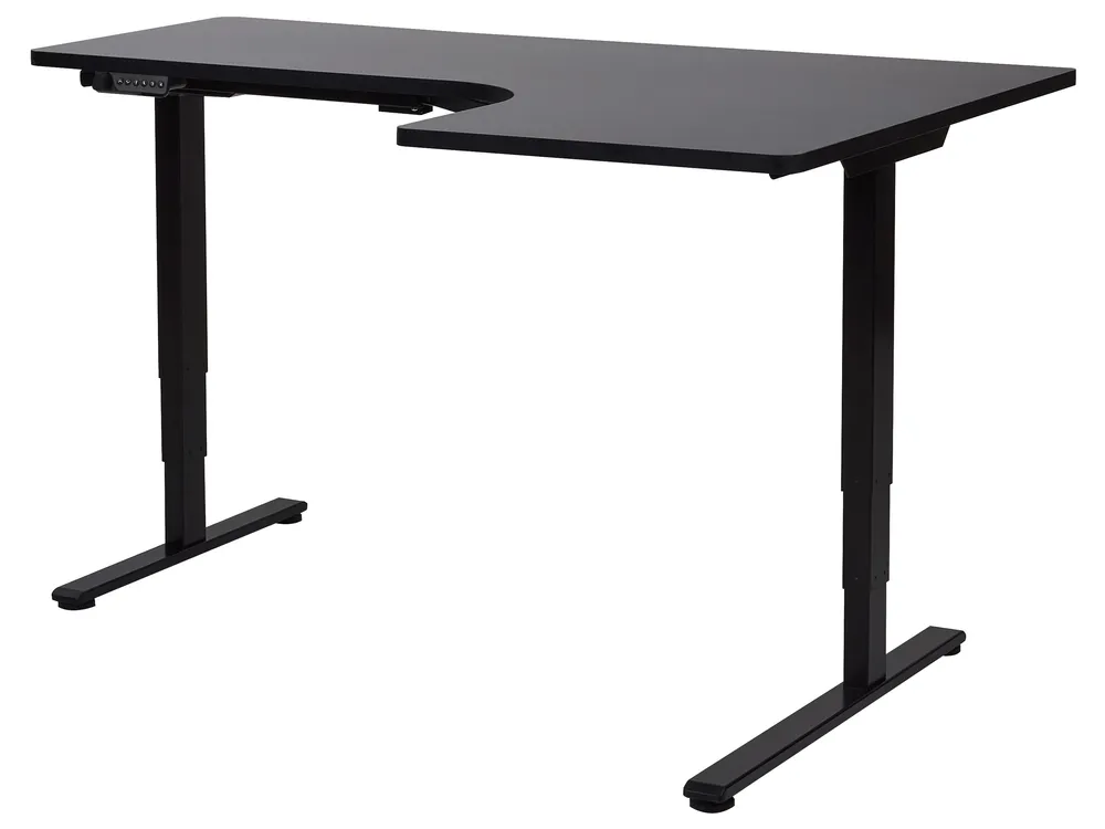 Eckschreibtisch elektrisch höhenverstellbar DESTINES 160 cm 109 cm Schwarz rechtsseitig