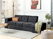 Schlafsofa 3-Sitzer FALSTER mit Stauraum Stoff Schwarz_878866