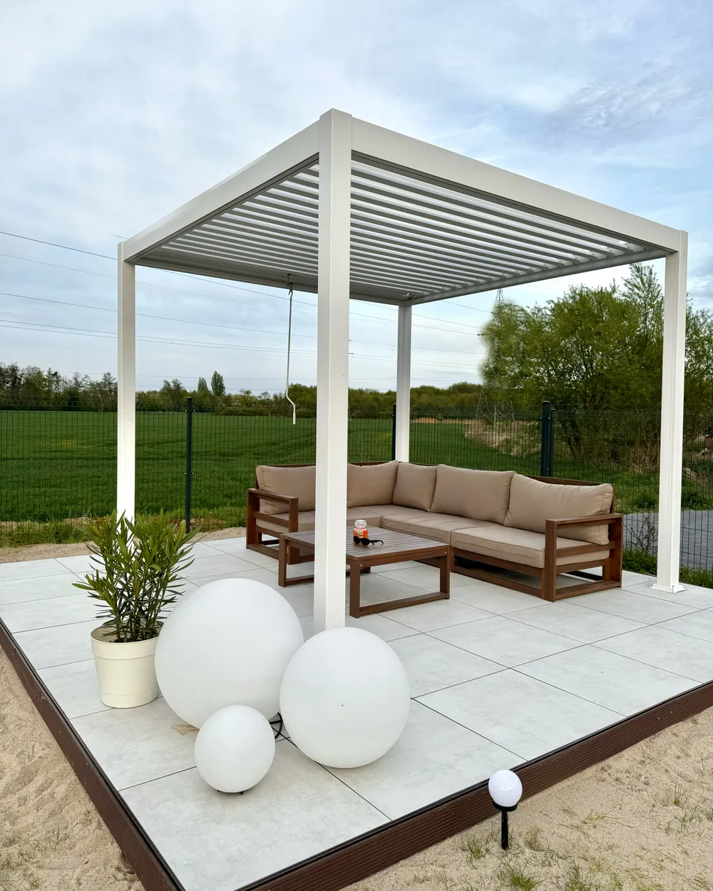 Pavillon FORNOLI 296 cm 296 cm Metall Weiß_983352
