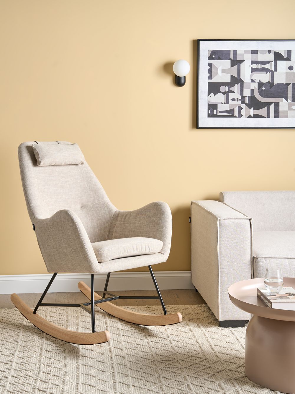 Schaukelsessel ARRIE Stoff Hellbeige