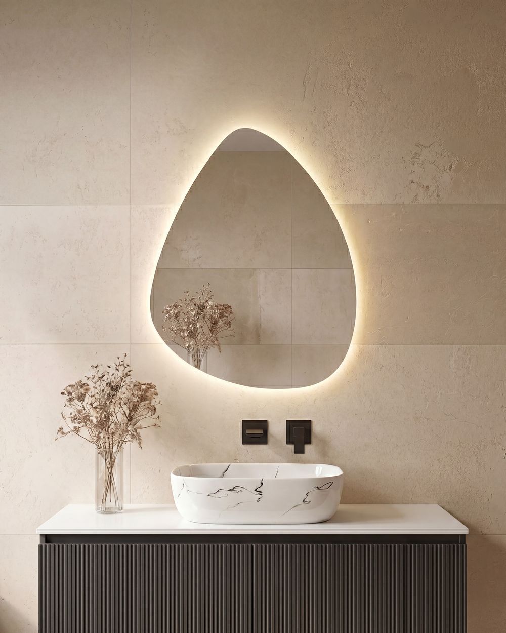 Kopalniško ogledalo LED LUGNY 70 cm 90 cm Silver