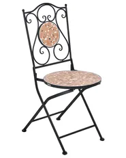 Gartenstuhl 2er Set ADRANO klappbar Metall Terrazzo Optik Schwarz_1021728