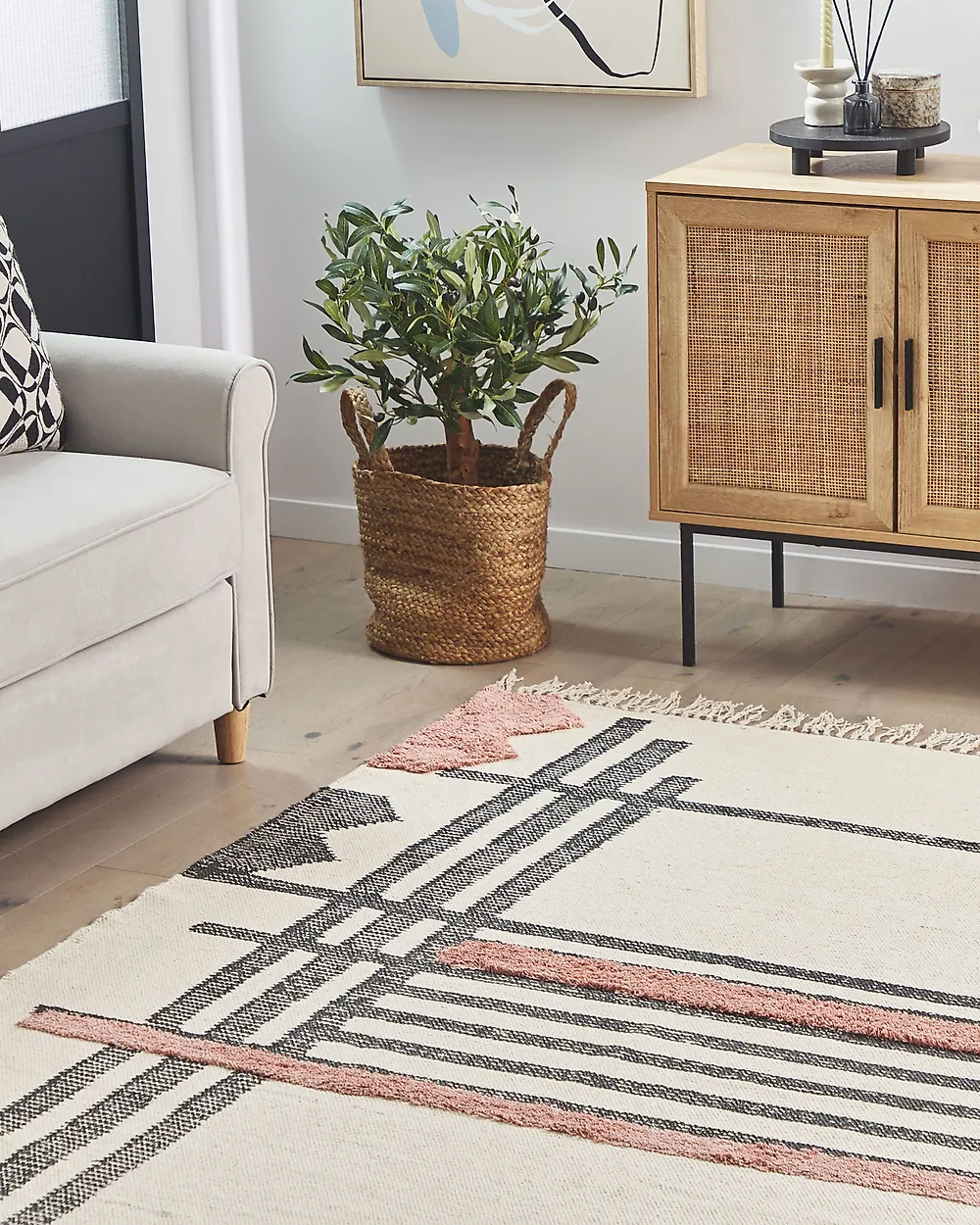 Rug MURADIYE Beige 140 x 200 cm Cotton_1178721
