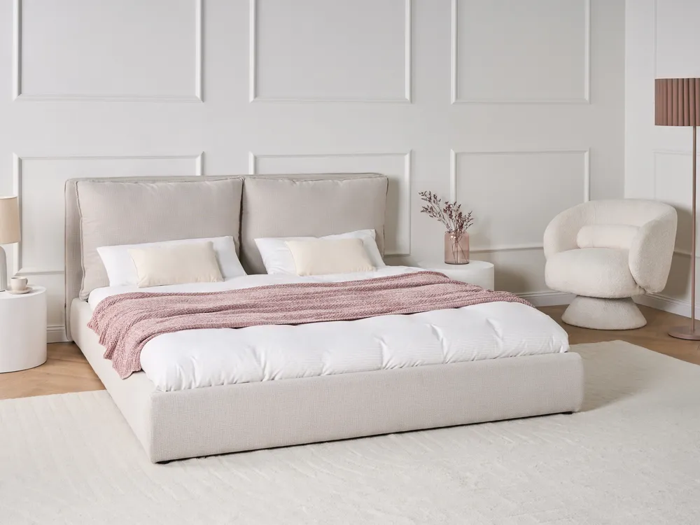 Polsterbett Stoff beige verschiedene Größen BAJONNA