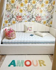 Ausziehbett Bouclé EYBURIE 90 x 200 cm Hellbeige_978666