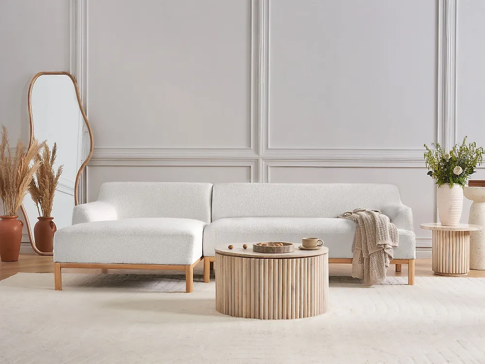 Corner Sofa SOSJO Boucle Off-White Right Hand_1187274