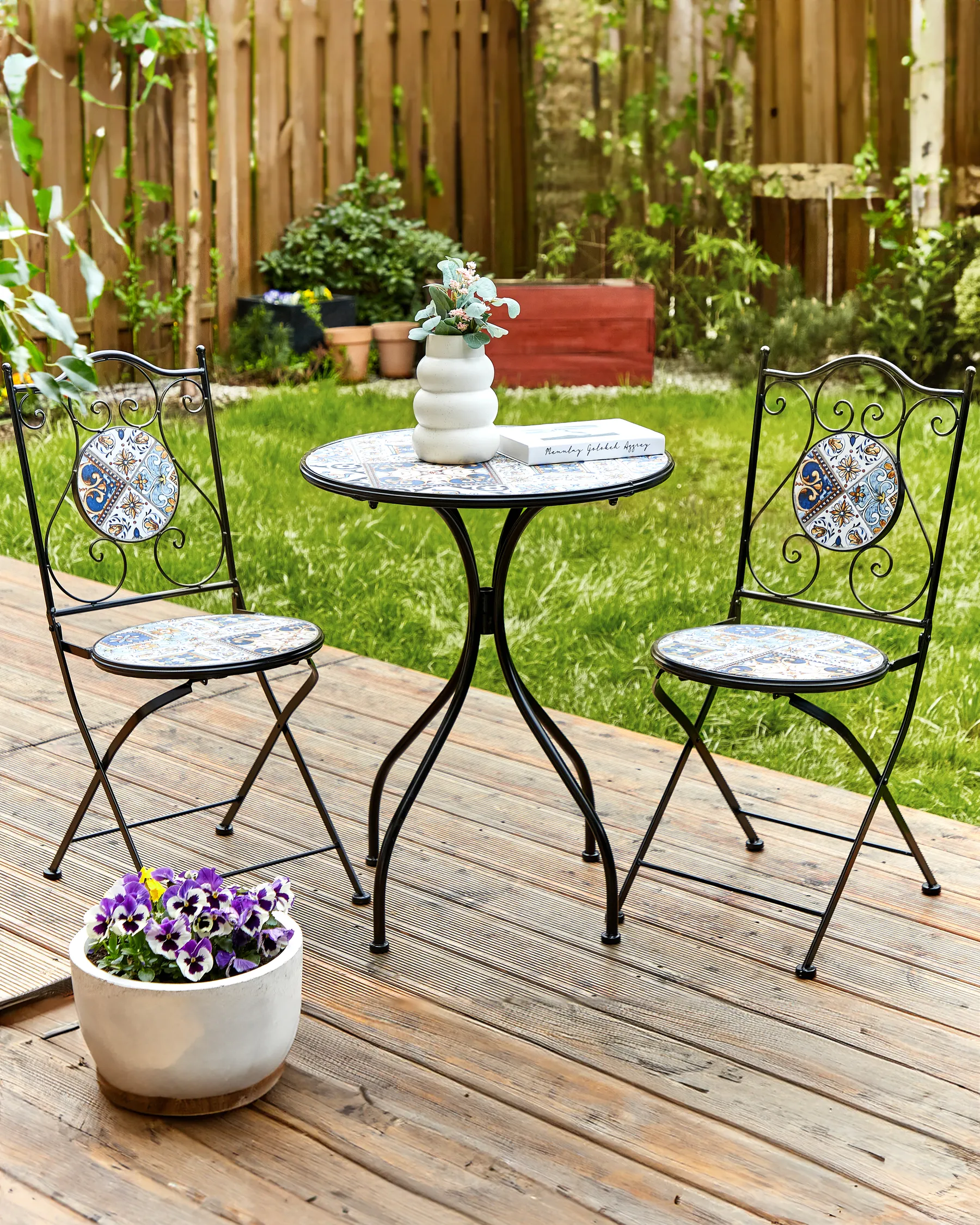 Gartenstuhl 2er Set CIVITA Metall Schwarz_919773