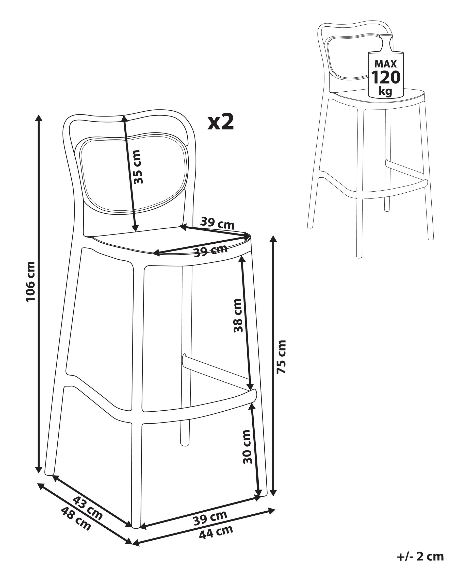 Garten-Barhocker 2er Set CELLENO Schwarz_1000619