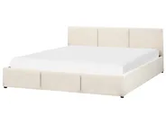Bett mit Stauraum BOUSSE Samtstoff Hellbeige 180 x 200 cm_862633
