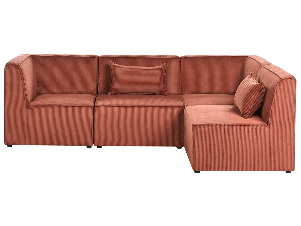 Modul Ecksofa 4-Sitzer LEMVIG mit Ottomane Cord Goldbraun linksseitig_1055003