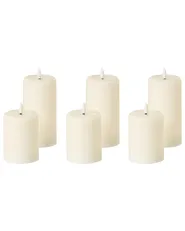 LED Kerzen 6er Set NOISETTE 10/16 cm Cremeweiß_1016009
