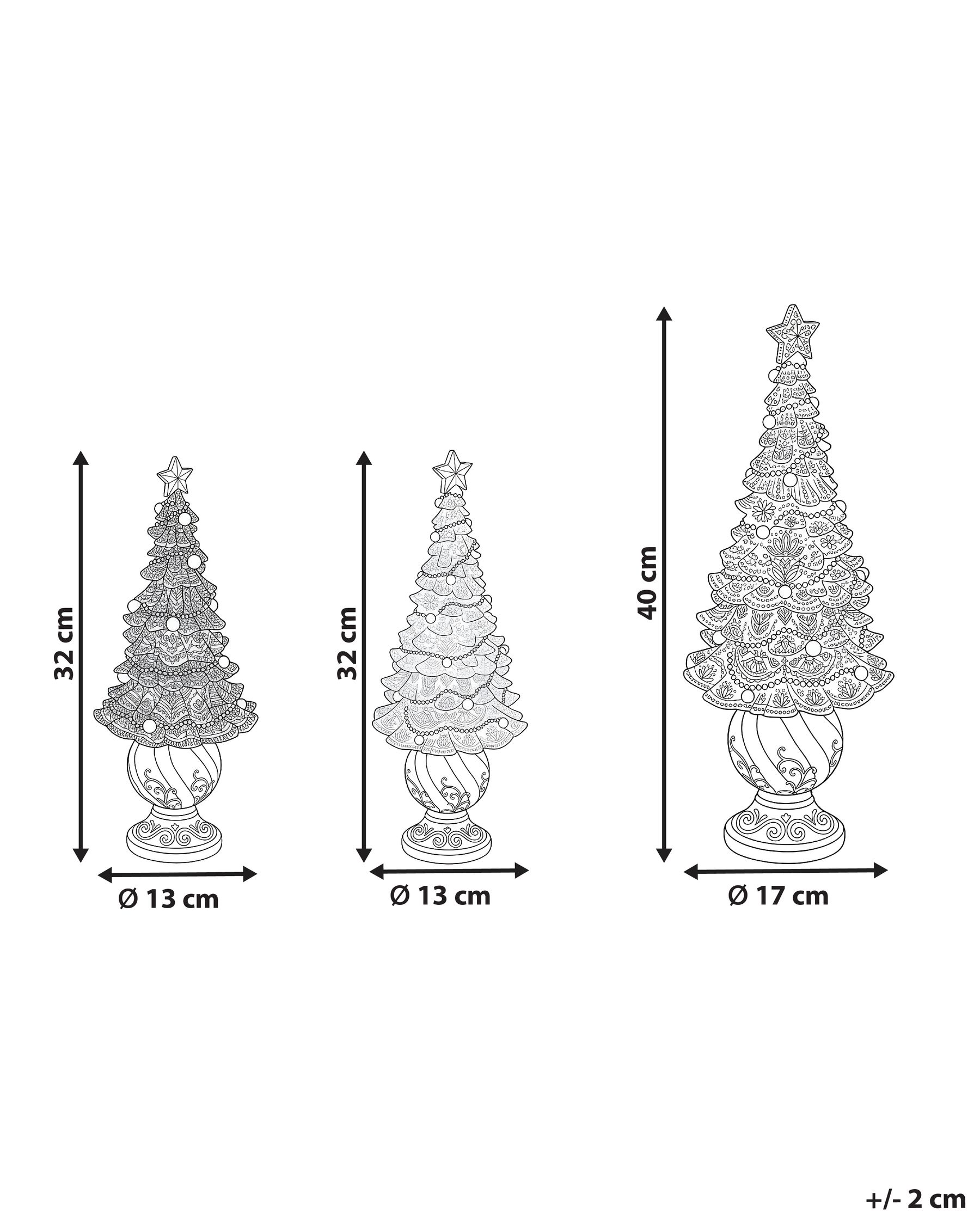Set van 3 kerstdecoraties HITIS 32/32/40 cm Kerstboom Rood/wit_1175583