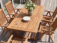 Extending Garden Dining Table JAVA 160/220 cm 90 cm Acacia Wood Light Brown_1155099