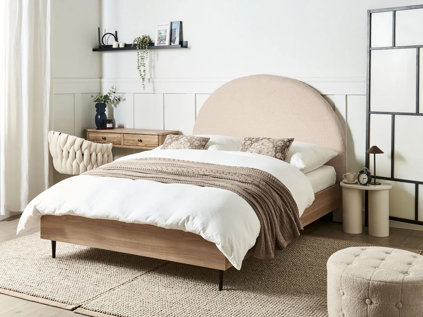 Bed Boucle MILLAY 140 x 200 cm (EU Double) Beige_971522