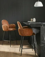 Set of 2 Bar Chairs AMITY Fabric Brown_1037337