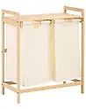 Wäschekorb 2er Set mit Ablage AZUFRERA Bambus Hellbraun / Weiß 70 L