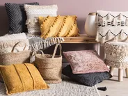 Throw Cushion KAVALAM 45 x 45 cm Mustard Solid_755235
