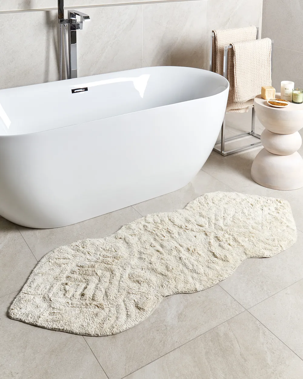 Badematte CANBAR Hellbeige 150 x 60 cm Baumwolle