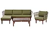 Lounge Set mit Tisch 4-Sitzer CREMONA Akazienholz Dunkelbraun / Grün rechtsseitig