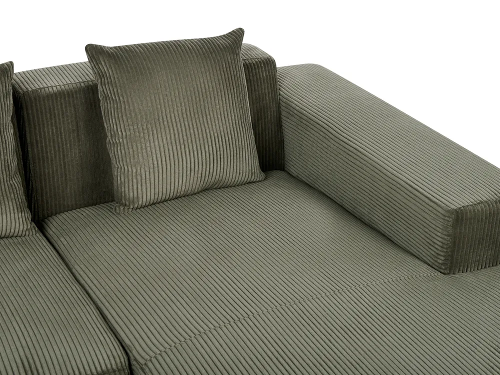 Ecksofa 4-Sitzer LUNGO mit Ottomane Cord Grün linksseitig_962290