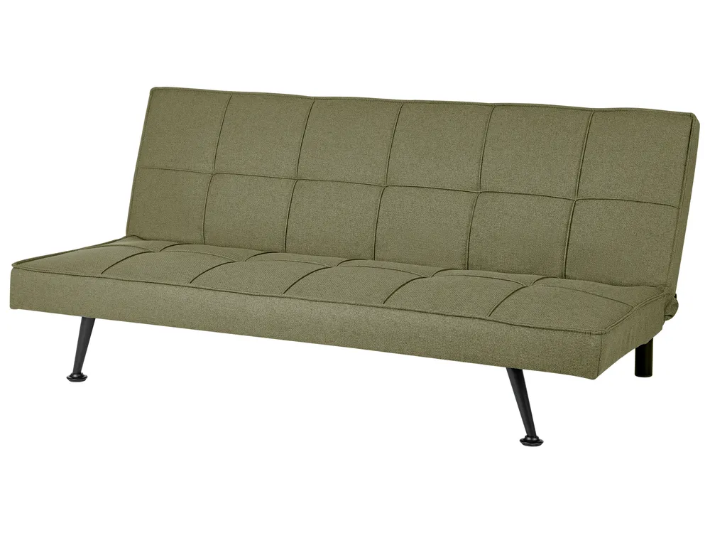Sofa Bed 3 Seater HASLE Fabric Olive Green_912836
