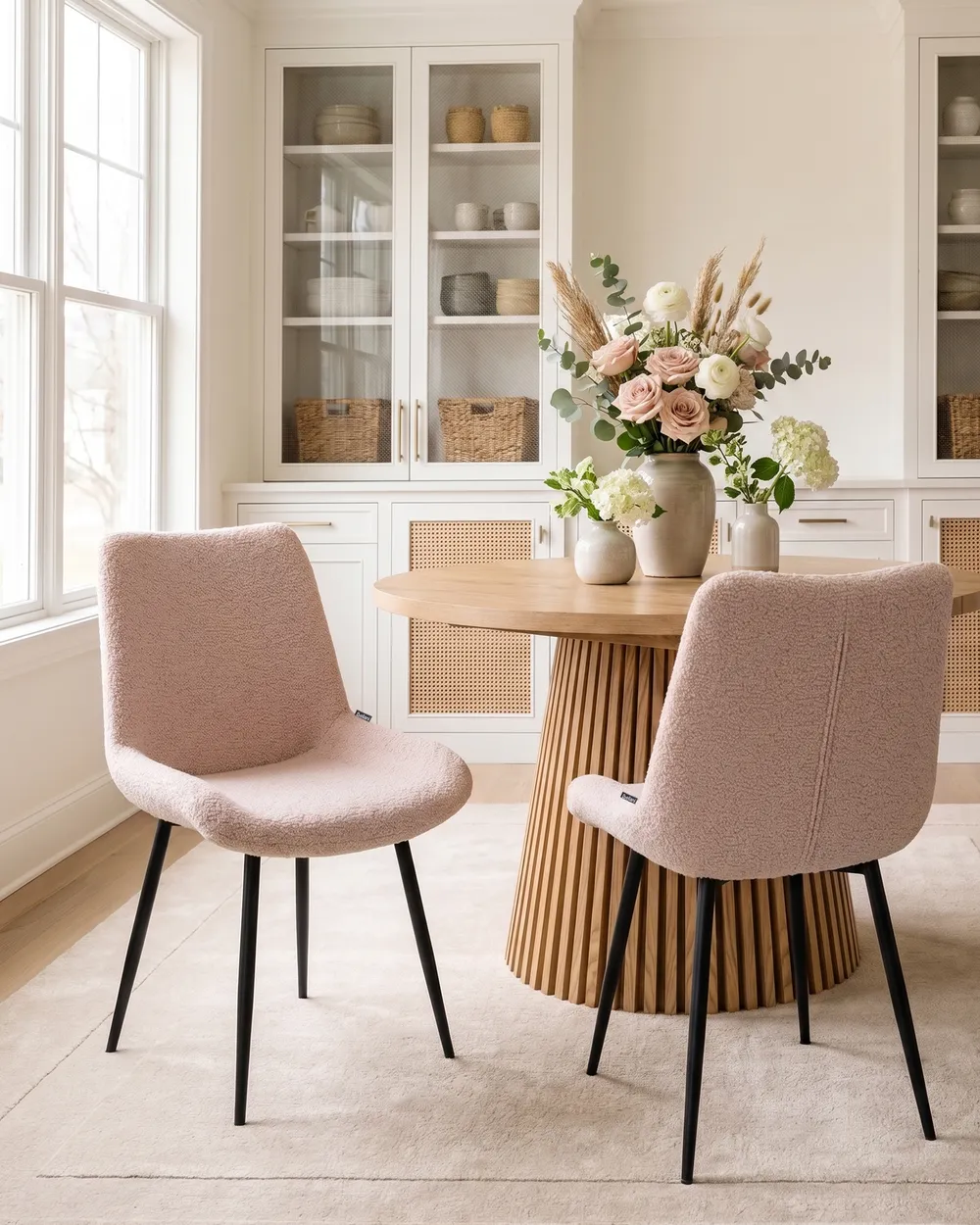 Set of 2 Dining Chairs AVILLA Boucle Beige_1101120