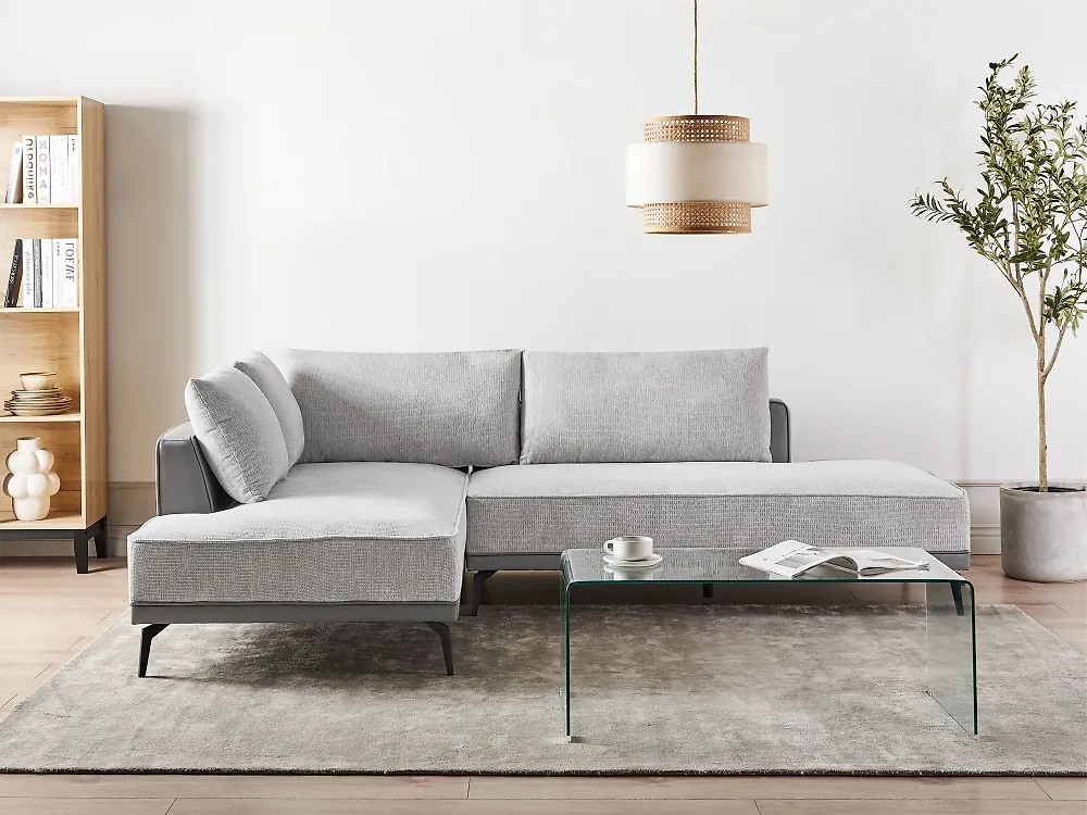 Ecksofa MYKEN Stoff Hellgrau rechtsseitig_1184022