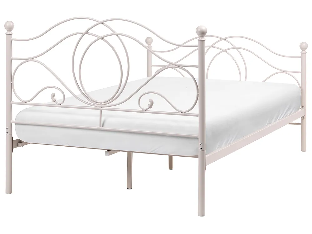 Bett mit Lattenrost Metall LYRA 120 x 200 cm Hellbeige_1161993