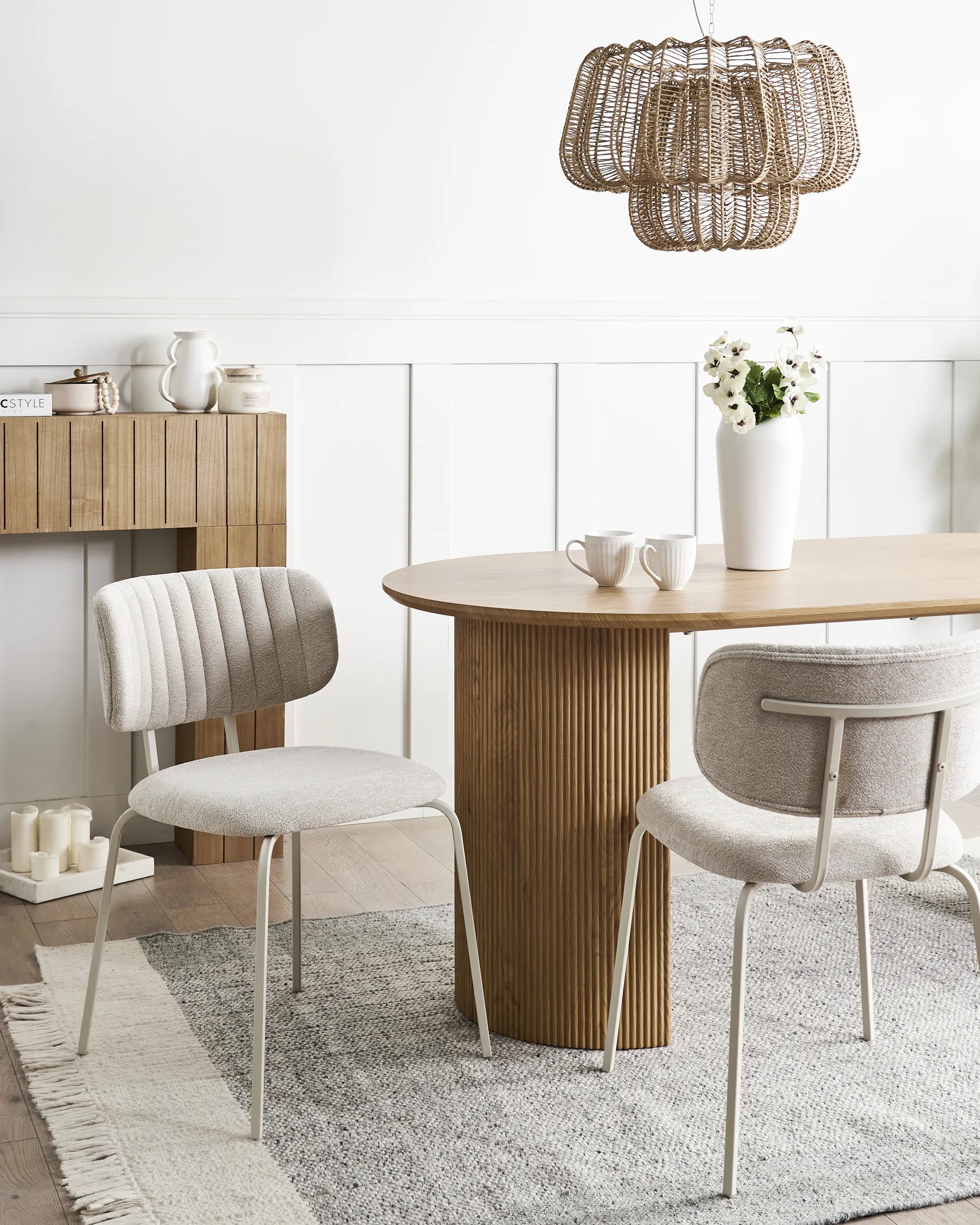 Esszimmerstuhl 2er Set IRINS Chenillegewebe Hellbeige_968362