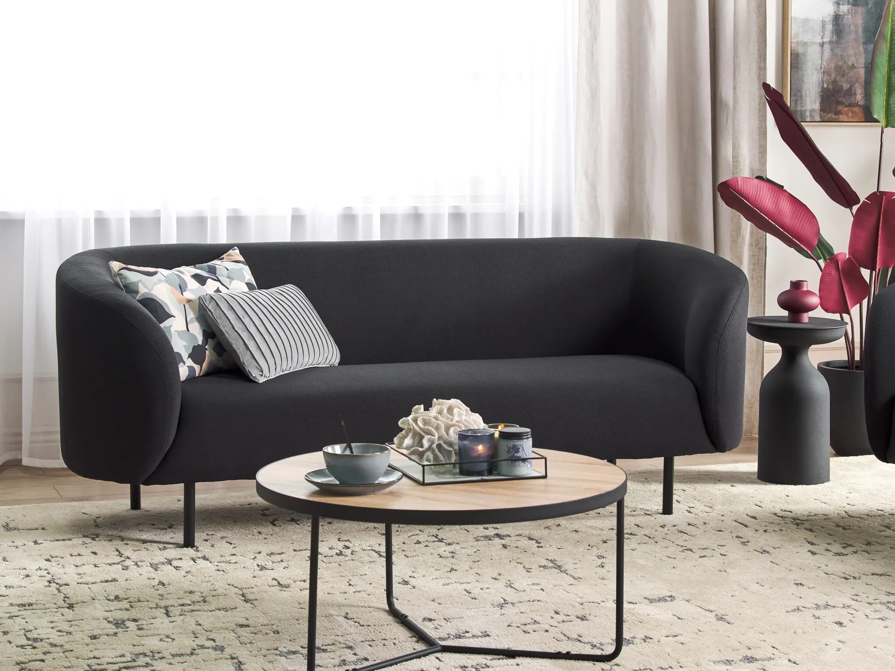 Sofa 3-Sitzer LOEN Stoff Schwarz_920340