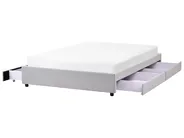 Bett mit Schubladen ohne Kopfteil PRADES Stoff Hellgrau 160 x 200 cm_996101