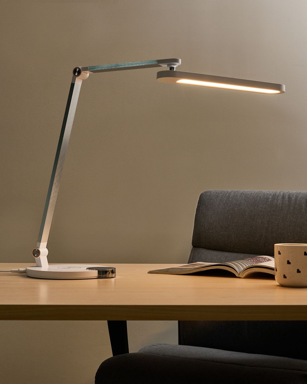 LED Desk Lamp CAROY with Wireless Charger White