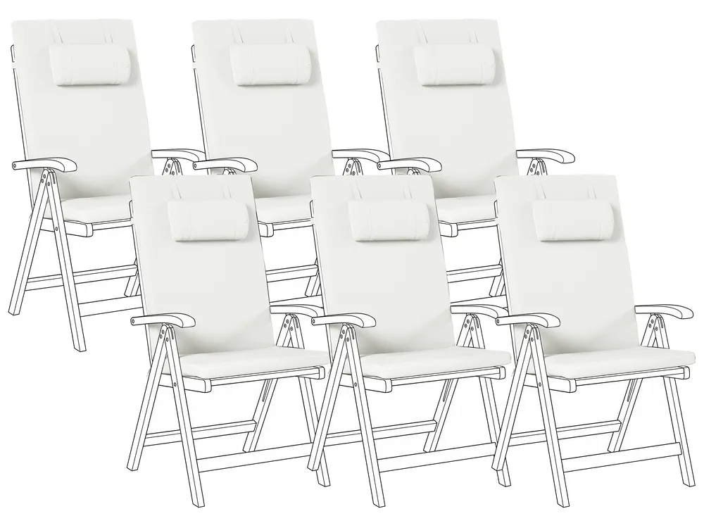 Outdoor Sitzkissen 6er Set JAVA/AMANTEA PREMIUM 50 x 71 cm Cremeweiß