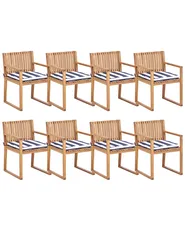 Set mit 8 Stühlen und Sitzkissen SASSARI II zertifiziertes Akazienholz Marineblau_923931