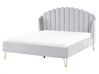 Bett mit Lattenrost Samtstoff AMBILLOU 160 x 200 cm Hellgrau