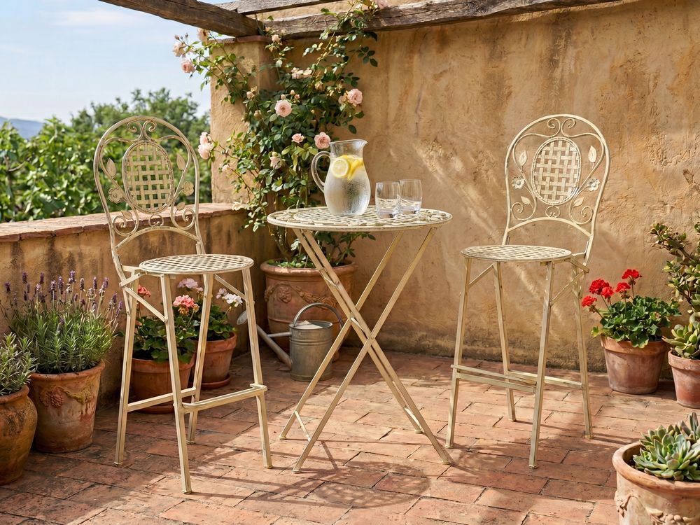 Garden Bar Table BIVIO 60 cm 60 cm Metal Light Green