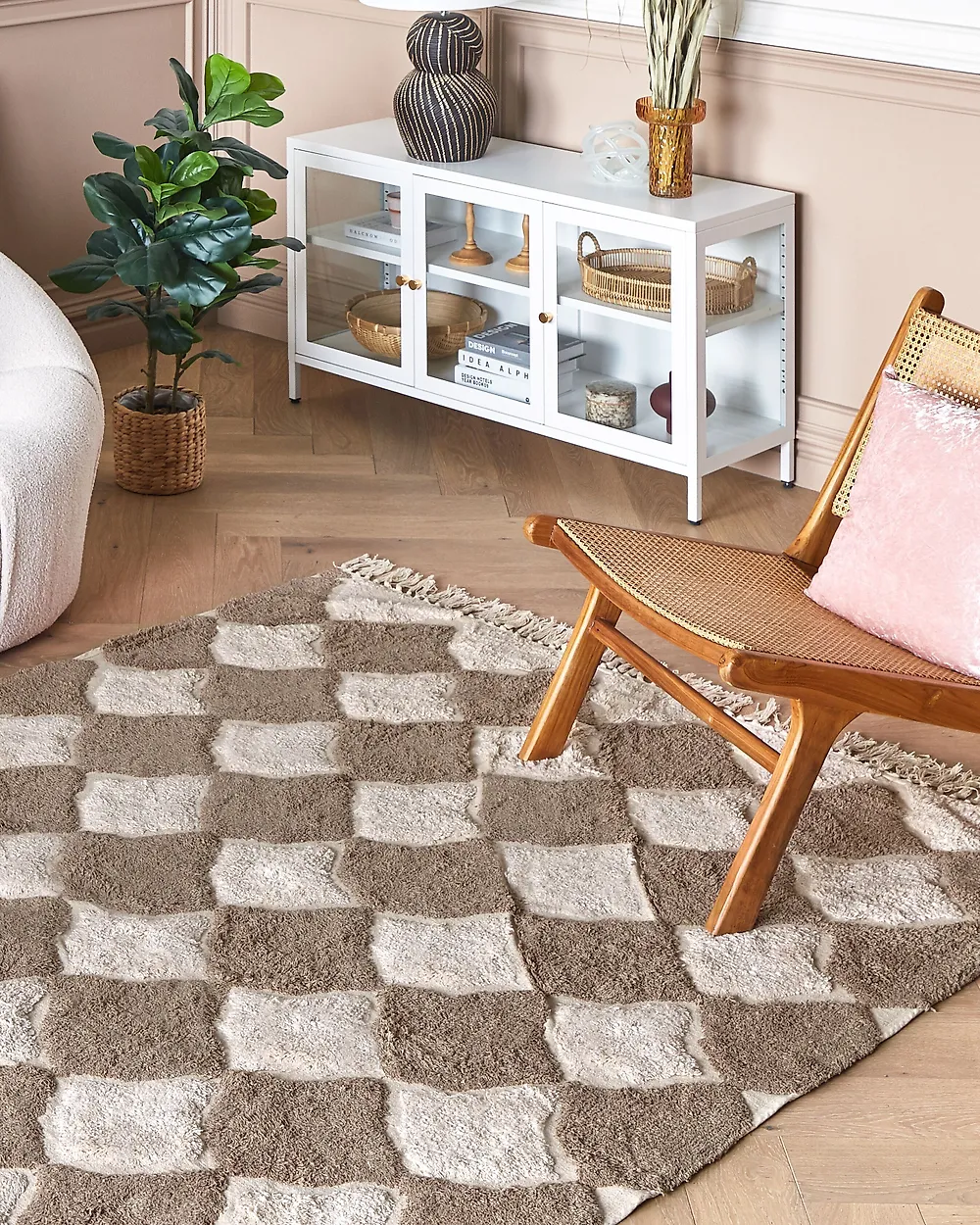 Teppich SINOP Beige 140 x 200 cm Baumwolle_1178486